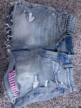 Distressed Light Wash Denim Mini Skirt